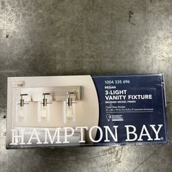 Hampton Bay Regan 21 in. 3-Light Brushed Nickel Bathroom Vanity Light with Clear Glass Shades