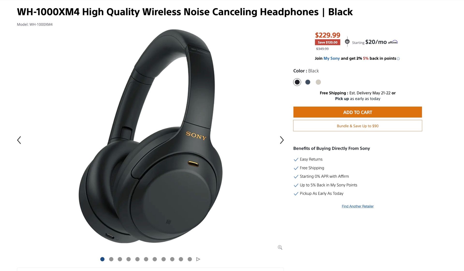 WH-1000XM4 High Quality Wireless Noise Canceling Headphones | Black