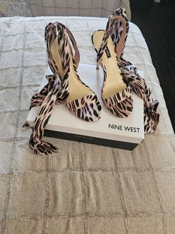 Nine West Satin Leopard Print Heels