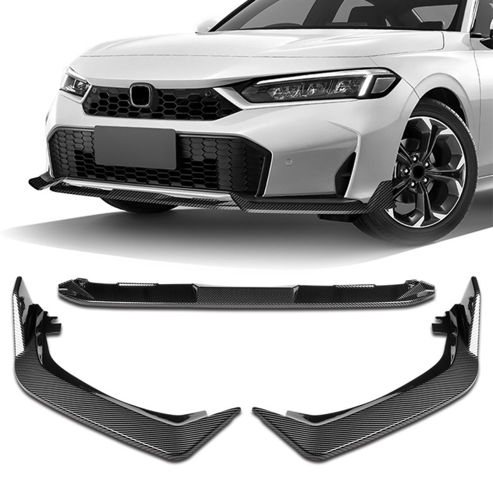 For 2025-2026 Honda Civic Sedan Hatchback Carbon Style Front Bumper Lip Spoiler -(2-PU-205-PCF