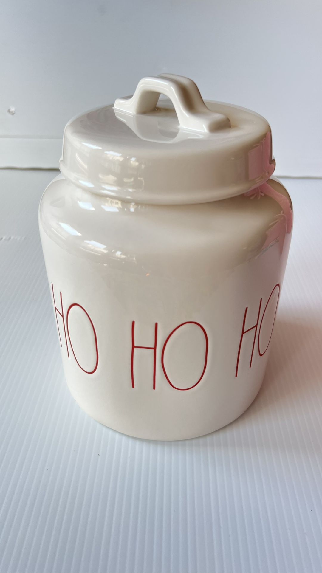  RAE Dunn Artisan Collection By Magenta HO HO HO Farmhouse Canister ..   Buy with Confidence Pets/Smoke - Free Home   Item it’s Been Storage in a Clea