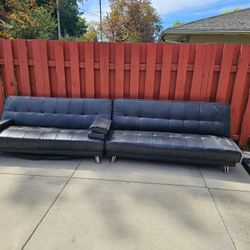 2 Black Sofa, Also Turn In To Bed