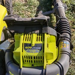 Ryobi Mower And Backpack Blower Package 