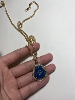 Buddha chain blue gold plated