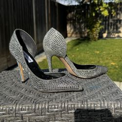 Steve Madden Daisy silver rhinestone pumps