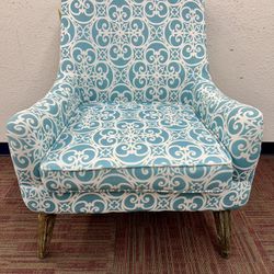 Vintage Inspired Teal And White Pattern Fabric Accent Chair by Coaster