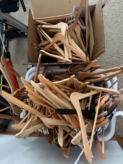 Large Bundle of Wooden Clothes Hangers