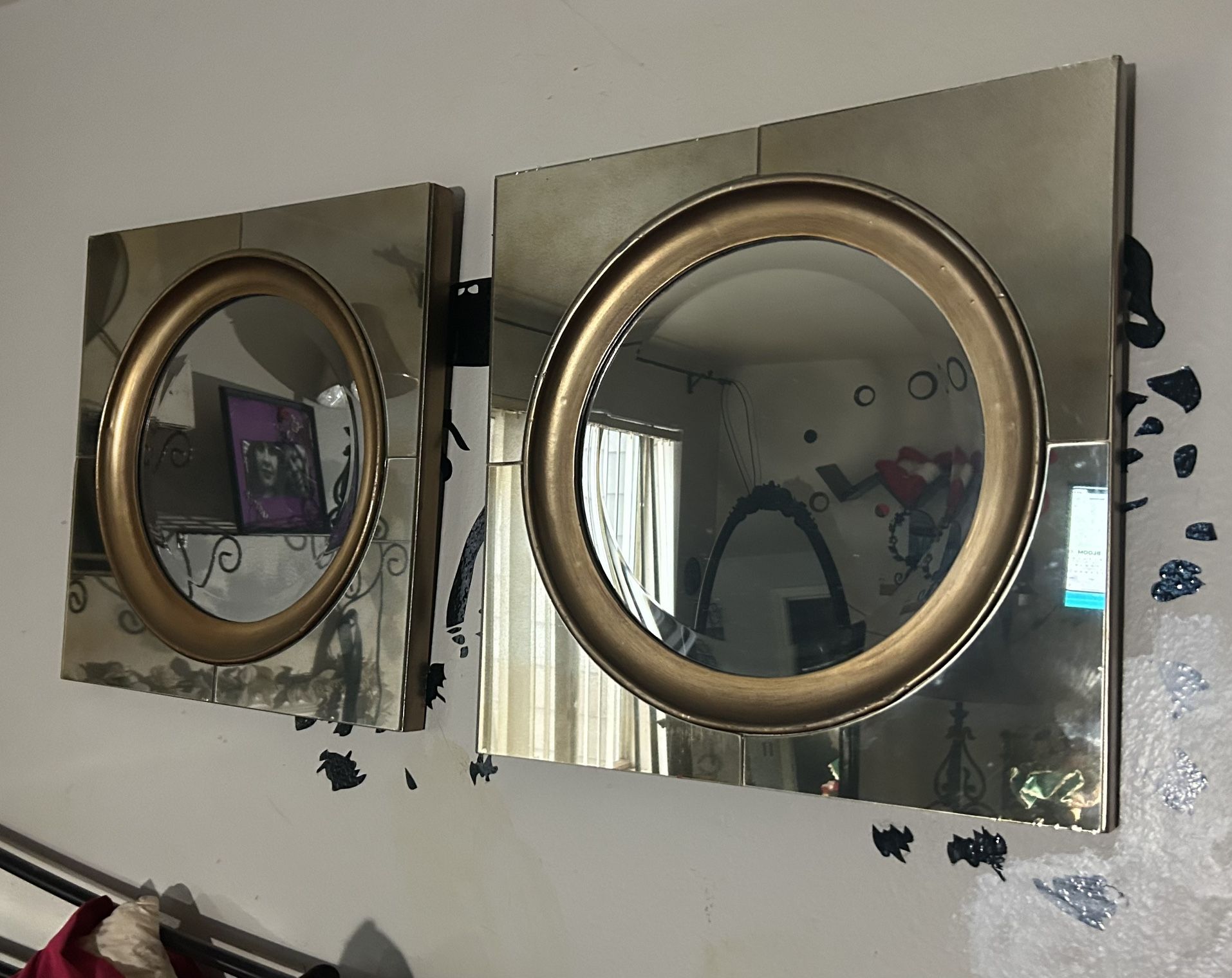 20” Vintage Square/round Gold Wall Mirrors