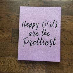 Large Sparkling Canvas Wall Decor “Happy Girls Are The Prettiest “
