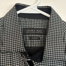 ZARA MAN black and white dress shirt button up slim fit size small