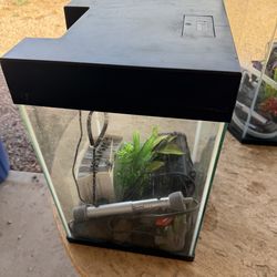 10 gallon aquarium with led canopy and extras