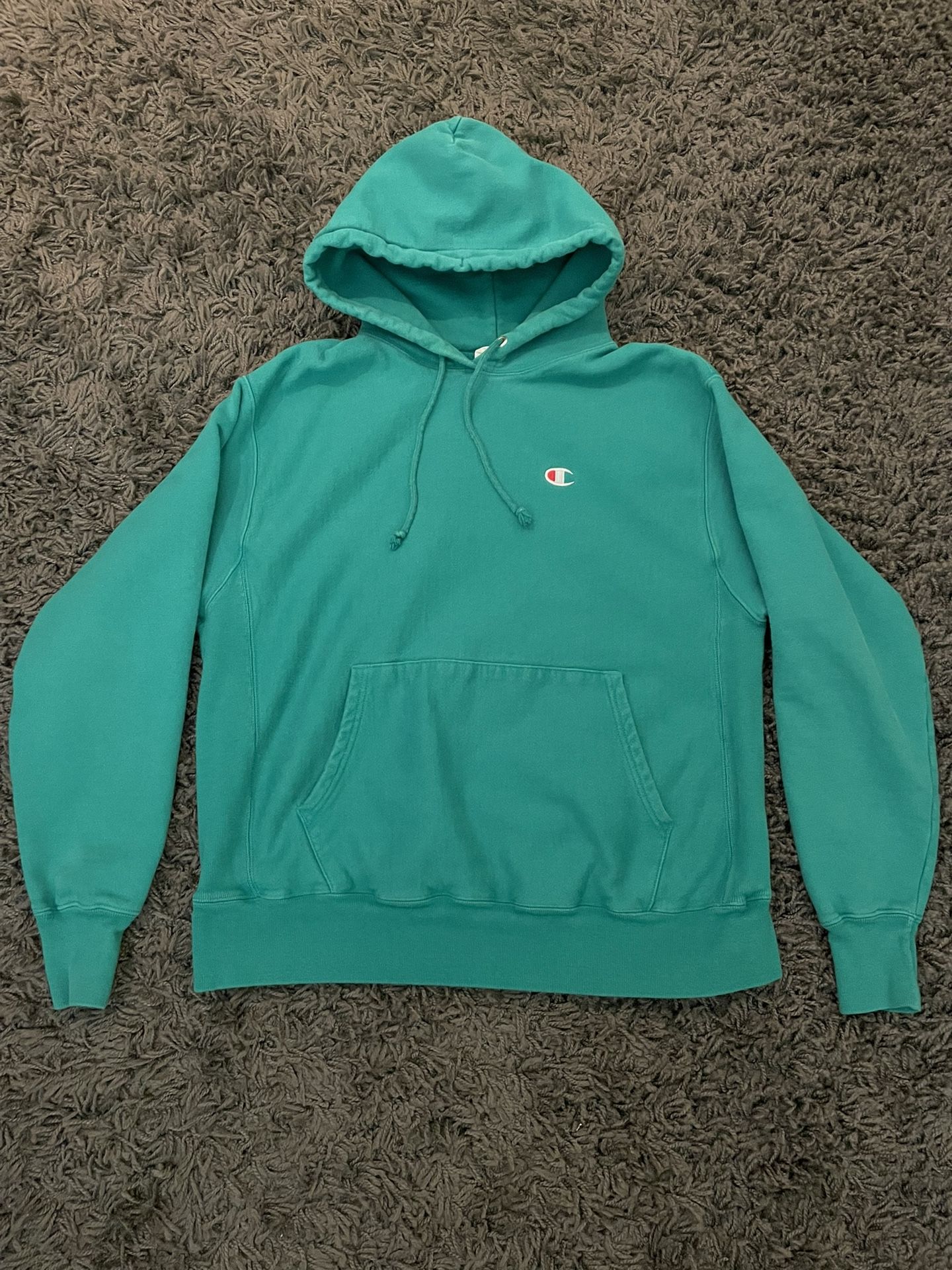 Y2K VTG Champion Reverse Weave Hoodie Sweatshirt M Turquoise 90s