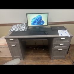 Office Desk For 2 People With Side Table 