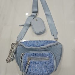 Exclusive Steve Madden Combo: Matching Blue Sneakers & Crossbody Bag – Like New!