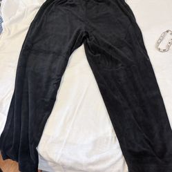 Women's Pants Velvet Velour Black Elastic Waist Black