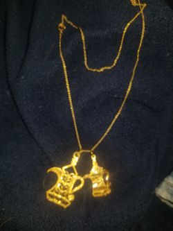 21kt Yellow Gold Double Teapot Pendant Chain