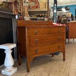 Tiger Oak Small 3 Drawer Dresser With Mirror