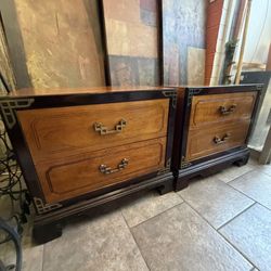 Antique Solid Wood Brass Nightstands Measurements In Last Picture