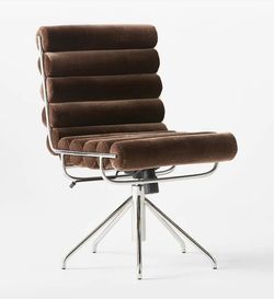 CB2 Chocolate Brown faux mohair Office chair