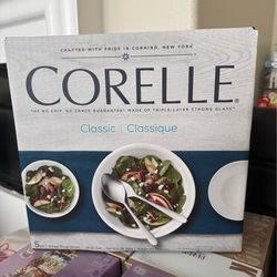 New Corelle Classic 5-Piece Winter Frost White Bowl Set