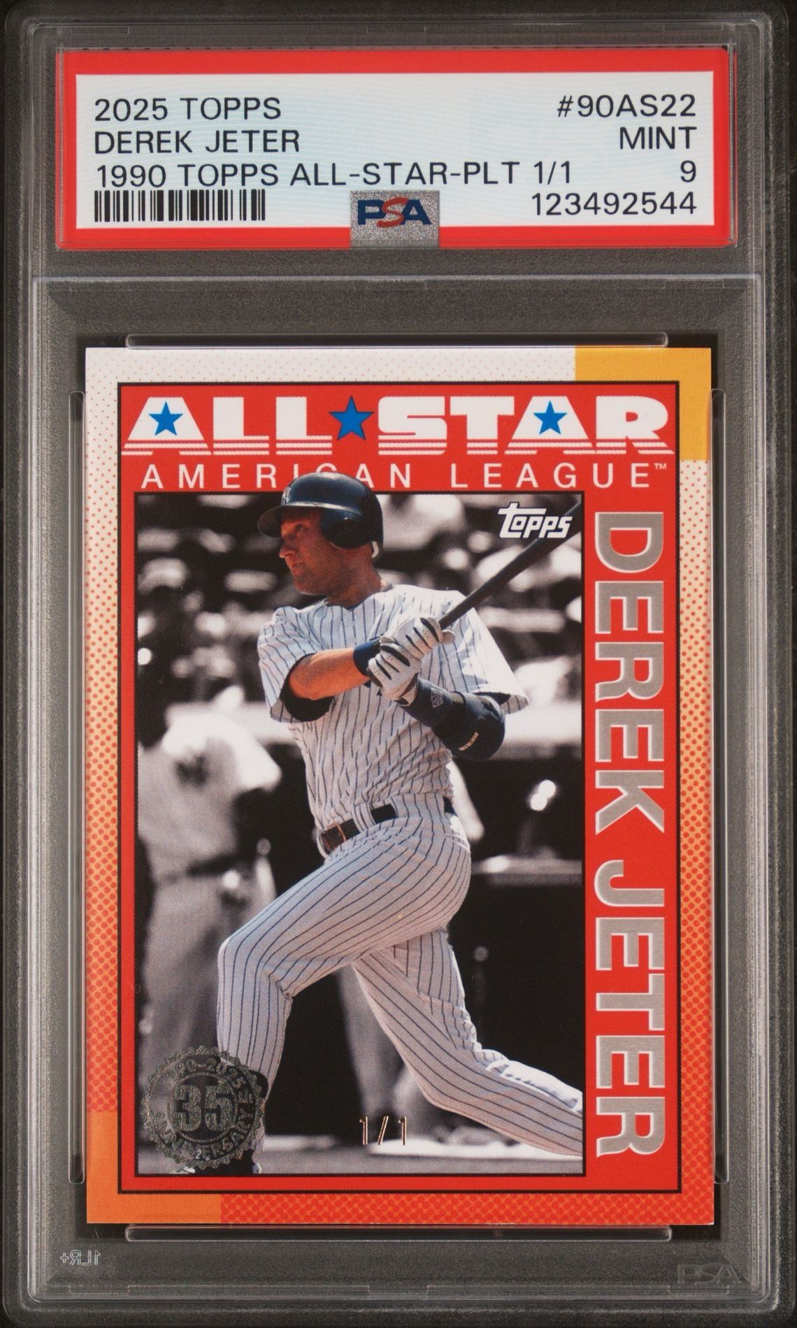 Derek Jeter 2025 Topps Baseball Series 2 1990 All Star 90AS-22 Platinum 1/1 NY Yankees PSA 9