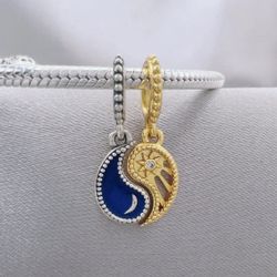 Pandora Two-tone Splittable Sun & Moon Dangle Charm