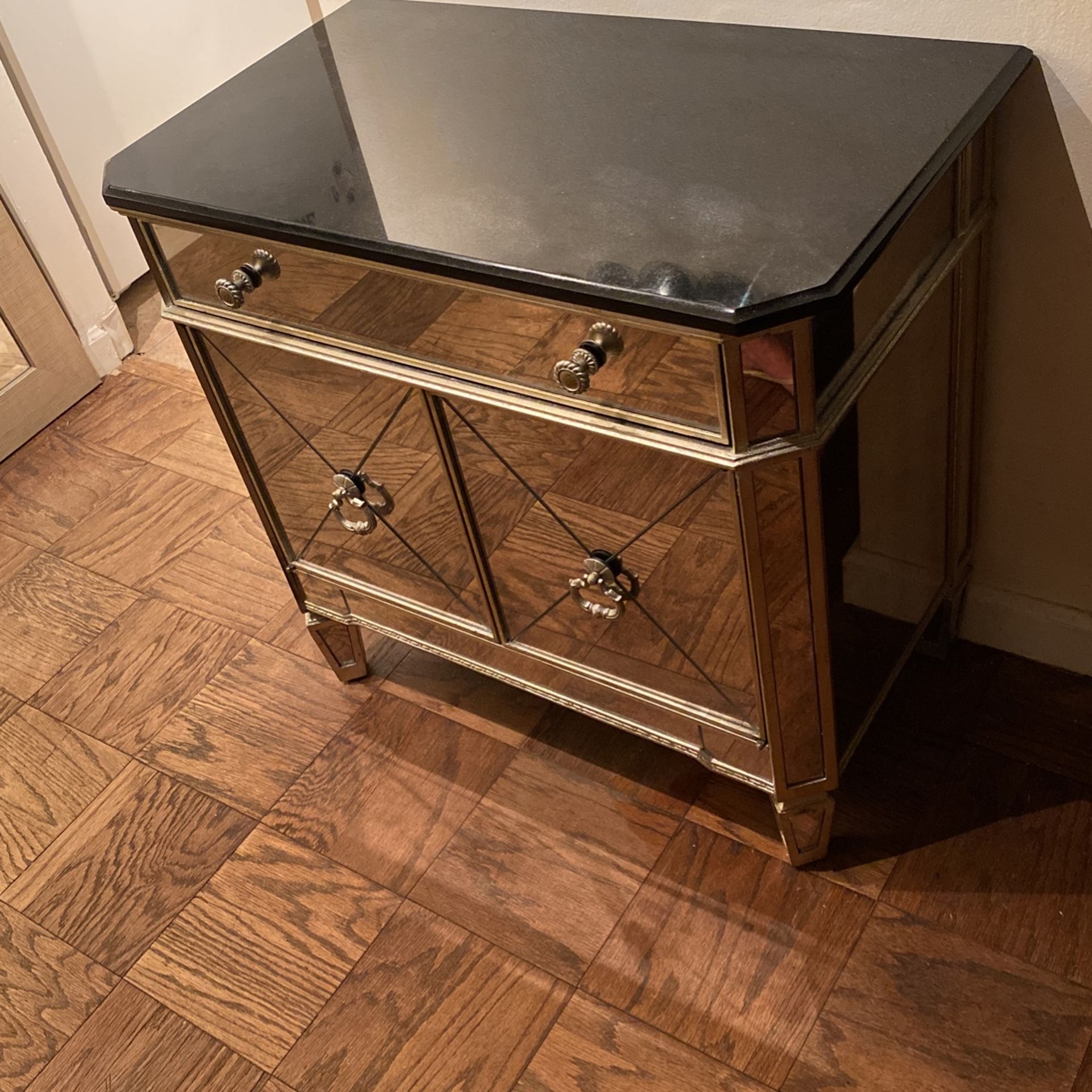 Borghese Mirrored Nightstand With Granite Top Zgallerie