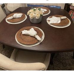 Dining Table, 4 Chairs (sofa Bench Not Included), and a round rug for Sale