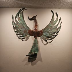 Copper Phoenix Wall Sculpture