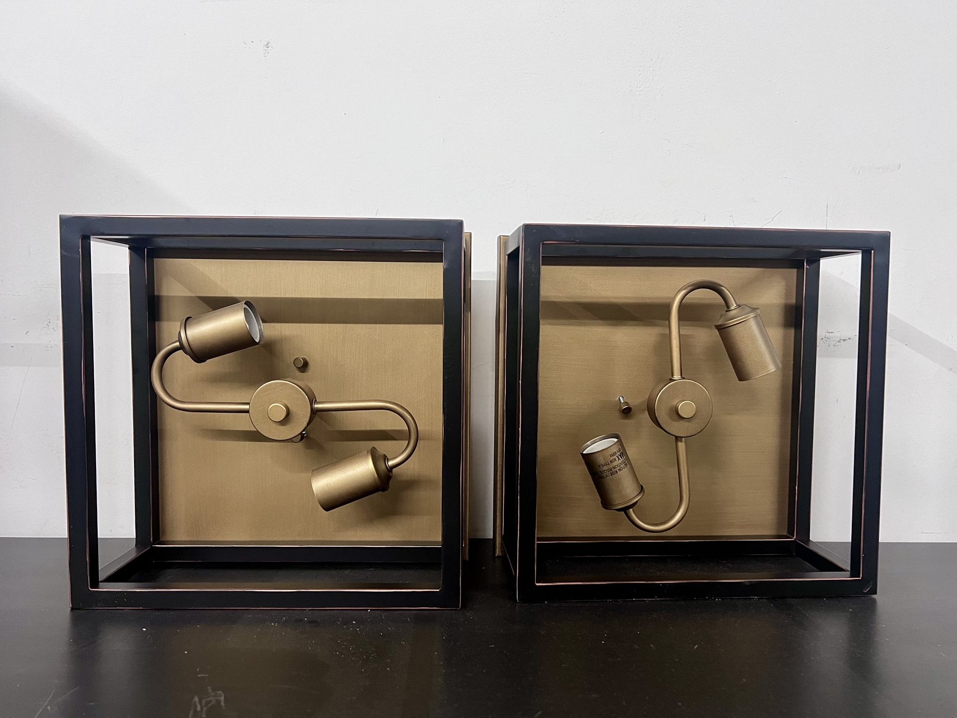 ALMOST BRAND NEW 2 Piece Vintage Farmhouse Brass and Black Light Fixture