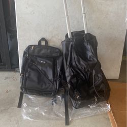 Back Pack And Small Rolling Bag
