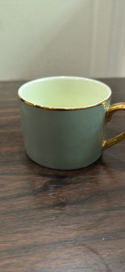 Sage Green Gold Trim Cups - Set of 6