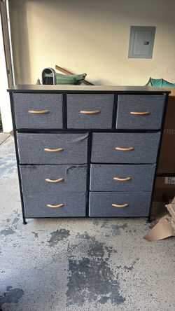 Black and gray linen soft dresser storage
