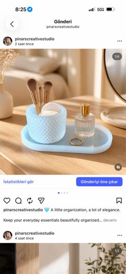 Handmade Makeup Brush Holder & Tray Set