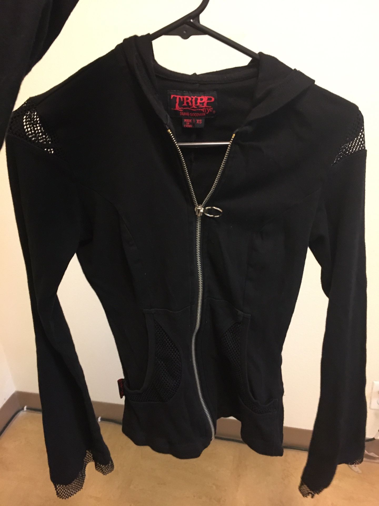 Used XS Tripp NYC Bell Sleeve Net Hoodie