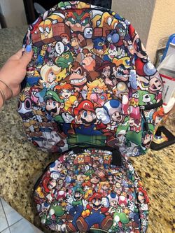 Super Mario bros book bag with lunch box