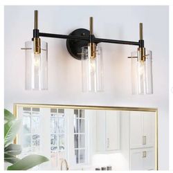 19.5 in. 3-Light Modern Brass Vanity Light, DIY Black Industrial Bathroom Wall Sconce
