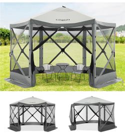 12x12ft Pop up Gazebo Screen Tent Screen House for Camping, Camping Outdoor Screened Gazebo with Mosquito Netting, Portable Hub Tent with Carrying Bag