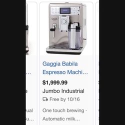 LOW PRICE MOVING- $2k + TAX RETAIL  Gaggia Babila SUPER AUTOMATIC EXPRESSO MACHINE 