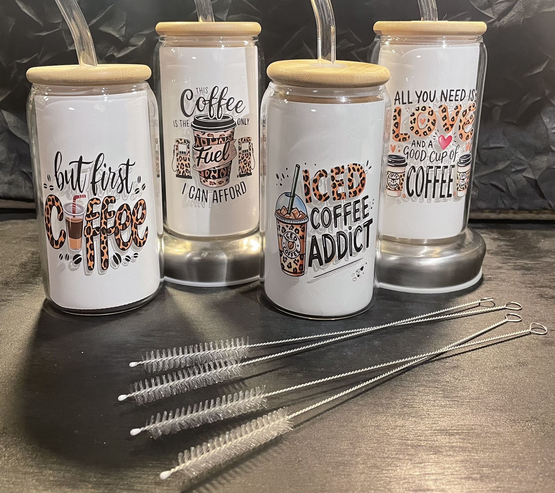 16 oz Glasses with Bamboo Lids