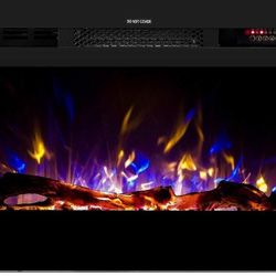 Touchstone Smart Electric Fireplace-The Sideline® 28 Inch Wide-in Wall Recessed-30 Realistic Ember Color/Flame Options-1500W Heater w/Thermostat-Black