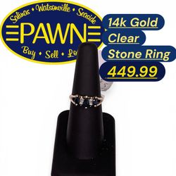 14k Gold Clear Stone Ring