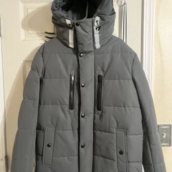 Michael Kors Grey Travel Engineered Puffer Jacket Coat Size M