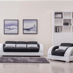 Elio’n Black & White Modern Sofa And Love Seat Set