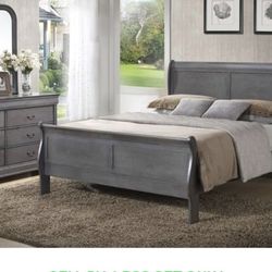 New Grey Bedroom 4pc Set Bed,dresser,mirror, Nightstand  We Finance $39 Initial Payment 