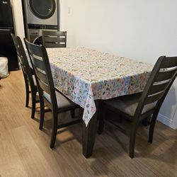 Brown Dining Table With Chairs And Bench