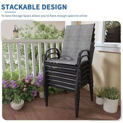 Patio Chairs Set of 6 - Outdoor Stackable Dining Chairs for All Weather - Lightweight Textilene Outdoor Chair Sets, Customized
