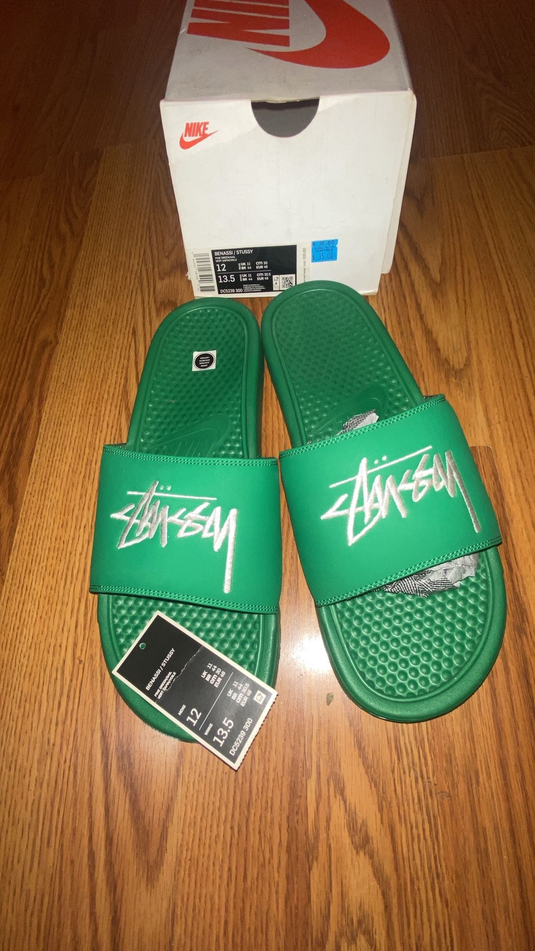 nike stussy green slide size 12