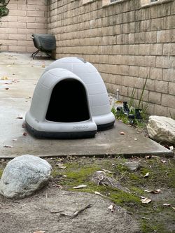 White Igloo dog house      (L) 37.5 in X   H) 22.5  x (W) 30.5 in