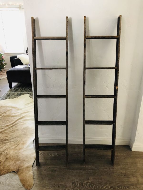 Set Of 2 Reclaimed Wooden Decorative Ladders For Sale In Los